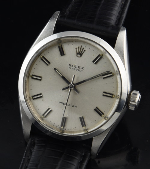 1969 Rolex 34mm stainless steel versatile watch with original naturally spotted dial, and meticulously cleaned manual winding movement.