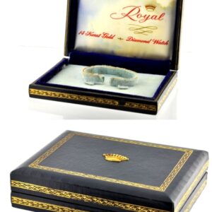 Benrus Royal watch box with a seafoam blue insert and some discolouration on the inner lid that does not detract from the overall look.