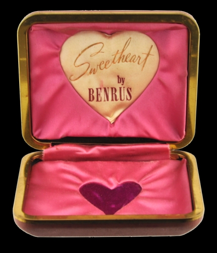 Here is a Benrus Sweetheart box perfect for your ladies vintage watch. You have to love the graphics and the pink-satin lining.