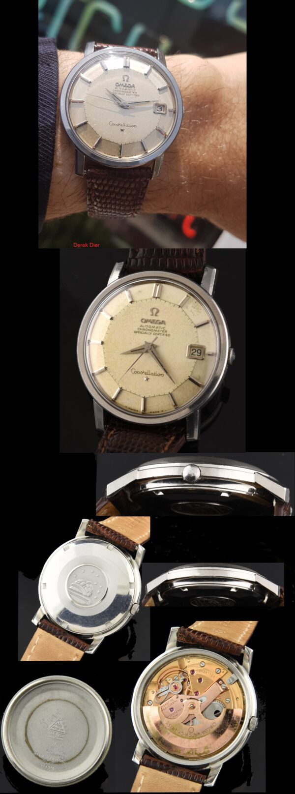 1966 Omega 35mm Constellation stainless steel watch with original pie-pan dial, oversized case, and caliber 564 chronometer-grade movement.