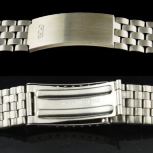 Unused old-stock vintage Glycine 18mm stainless steel brick-link bracelet with adjustable 6.5" length. This will fit any 18mm lug watches.