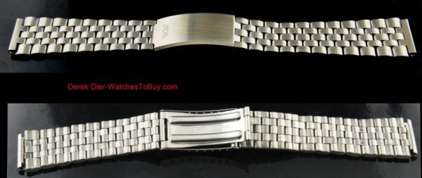 Unused old-stock vintage Glycine 18mm stainless steel brick-link bracelet with adjustable 6.5" length. This will fit any 18mm lug watches.