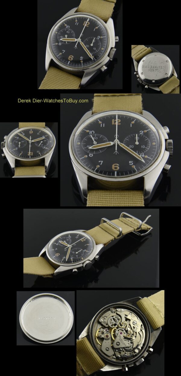 1972 Hamilton military stainless steel chronograph watch with original 'sterile' dial, fixed-lug asymmetric case, and Valjoux 7733 movement.