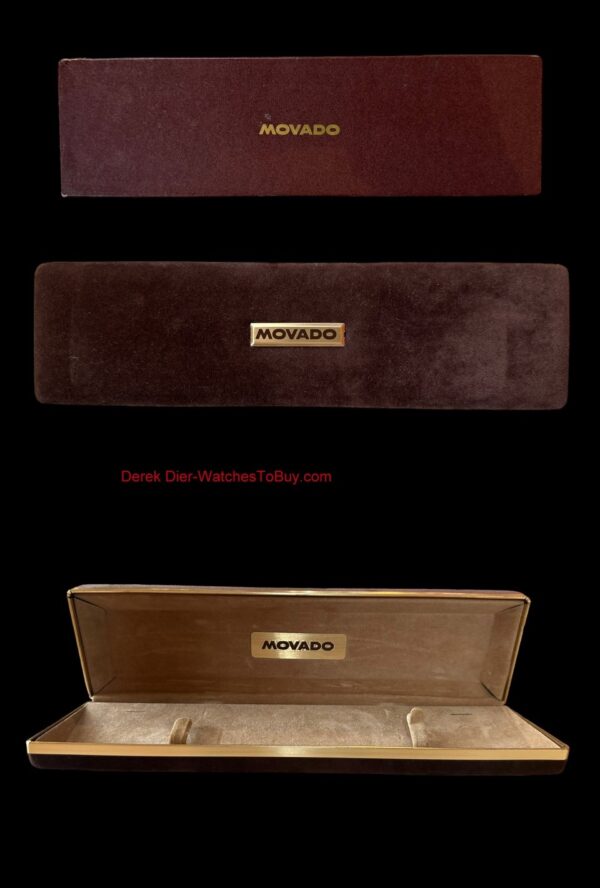 1970s-1980s Movado full box set measuring a large 10x3". This is very rare to find and Includes the outer box as well.