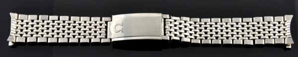 1970s 18mm, 6.25"-long, pristine-looking Omega De Ville and Seamaster 1037 tight bracelet with original 564 end pieces.