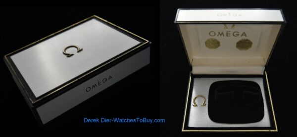 Uncommon 1970s Omega watch box measuring 4x5" for your De Ville or Seamaster watch.