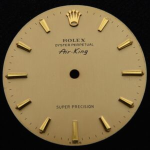 This is a 1950s-1960s Rolex Air-King Super Precision gold dial with gold markers in all original condition and almost pristine.
