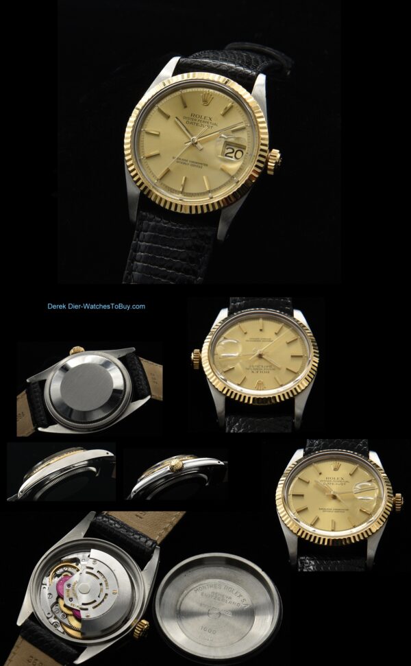 1975 Rolex 36mm Datejust solid -old watch with original dial, hands, stainless steel scratch-free case, bezel, and Oyster winding crown.