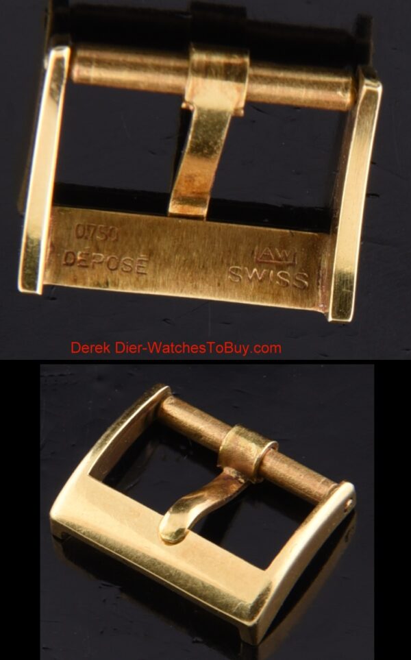 This is an AW 14mm vintage 3g 18k solid-gold Swiss-signed buckle that came off a vintage Vacheron Constantin.