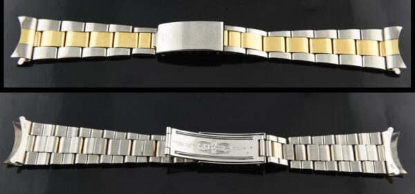 This is a fine Tudor ref. 7835 steel and gold plated centre link bracelet. The entire 6.25" bracelet looks very clean with no real stretch.