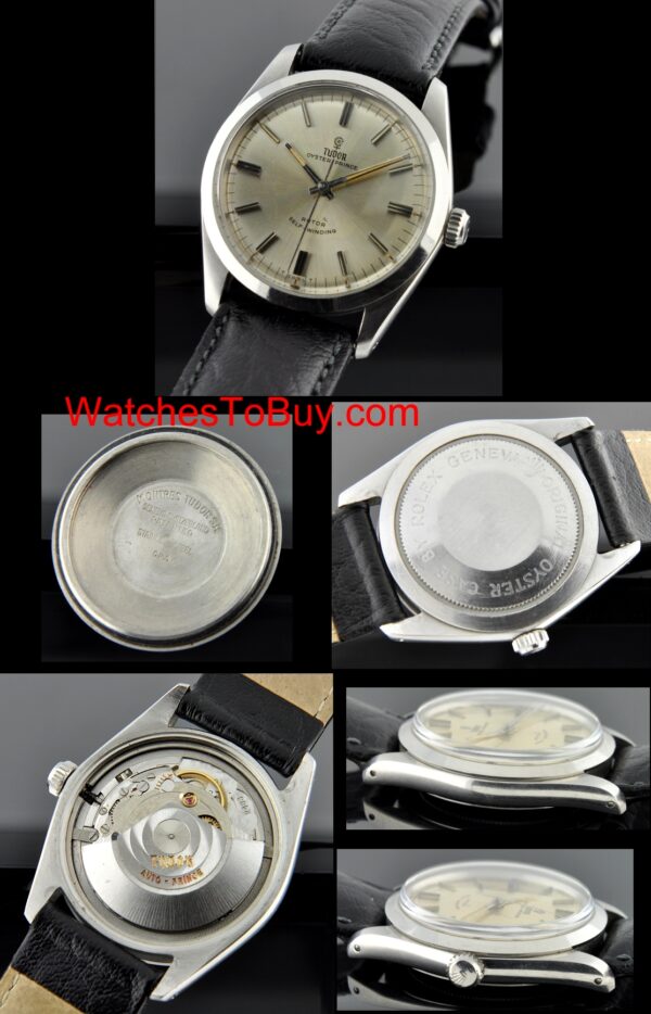 1960s Tudor Oyster Prince stainless steel watch with original small-rose dial, slight age marks, baton hands, and matching markers.