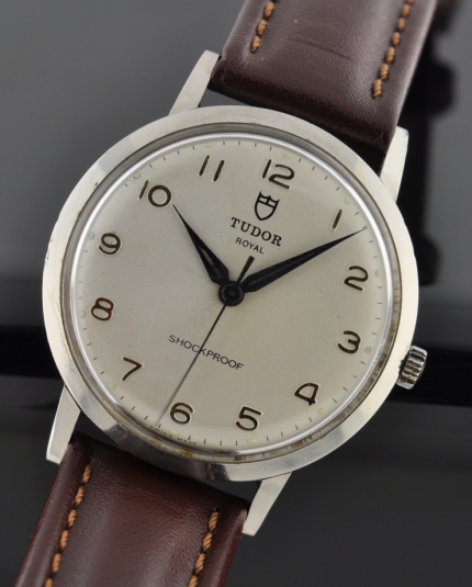 Valuable and collectable 1959 Tudor Royal stainless steel watch made by Rolex with original larger appearance from narrow and sleek bezel.