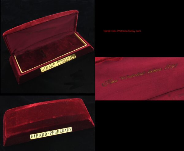 This is a 1940s-1950s vintage Girard-Perregaux velvet watch box with silk lining in amazing condition. The box measures 2.5x6".