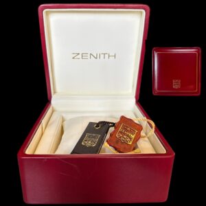 This is a modern circa 2000 Zenith watch box that measures 5x5" and comes with two hang tags as new.