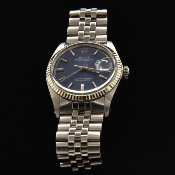 This spectacular 36mm Rolex Datejust blue dial dates to 1972 and is truly as clean as you will find. The steel case sparkles and not over-polished.