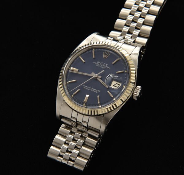 This spectacular 36mm Rolex Datejust blue dial dates to 1972 and is truly as clean as you will find. The steel case sparkles and not over-polished.