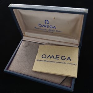 This is a vintage 1950s vintage Omega box that came from a jeweller’s estate and never been used.