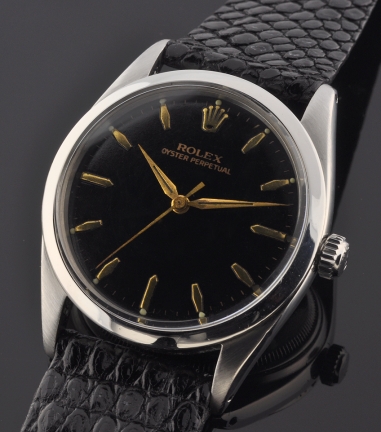 1959 Rolex Air-King Super Precision stainless steel watch with original black dial, large oversized case from the Explorer line of watches.