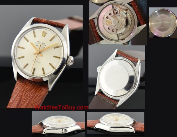 1961 Rolex Oyster Perpetual Air-King stainless steel watch with original case dial, hands, and cleaned caliber 1530 automatic movement.