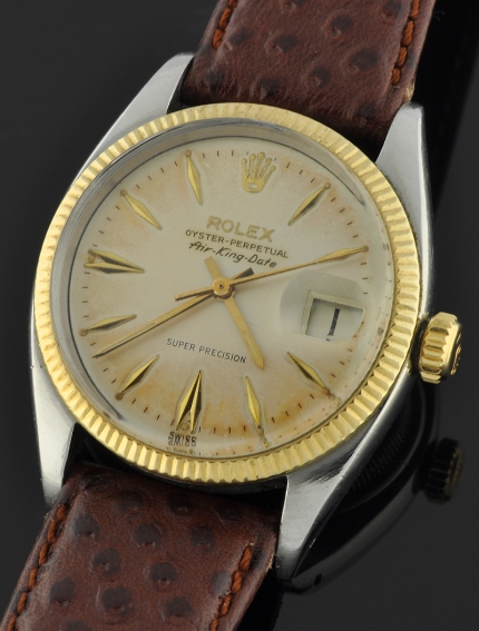 1960 Rolex Oyster Perpetual Air-King-Date Super Precision stainless steel watch with original black dial, and cleaned automatic movement.
