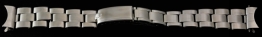 1958 Rolex Oyster stainless steel riveted bracelet with original mild stretch, minor inner nick, and buckle.