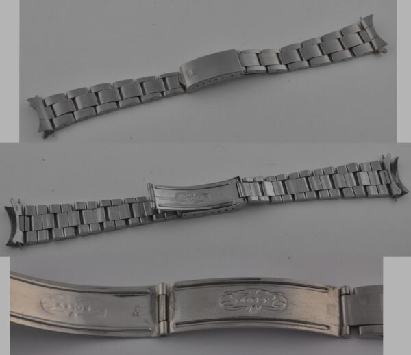 1968 Rolex Oyster stainless steel 19mm 6.5" riveted bracelet with no scratches, and very minimal stretch for Oysterdate, and Tudor watches.