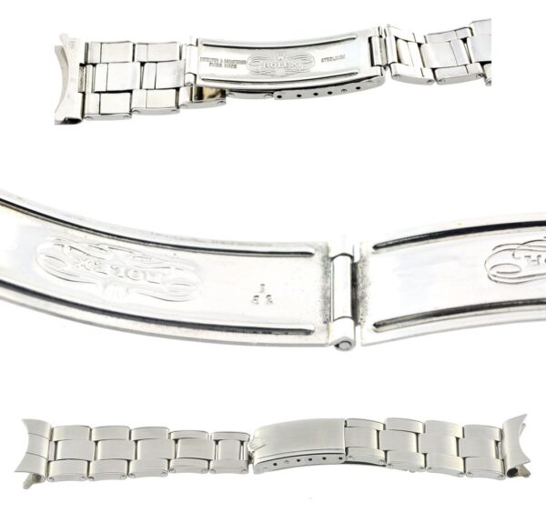 1962 Rolex Oyster stainless steel 19mm, 5.5" riveted bracelet that is the perfect size for a woman who prefers full-sized mens watches.