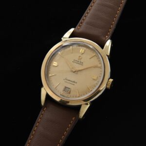 The Omega Seamaster Calendar vintage watch is less commonly found with the date positioned at 6:00.