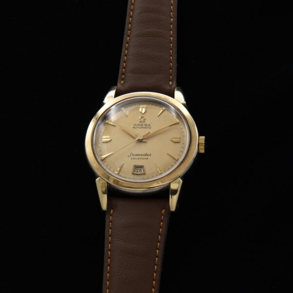 The Omega Seamaster Calendar vintage watch is less commonly found with the date positioned at 6:00.