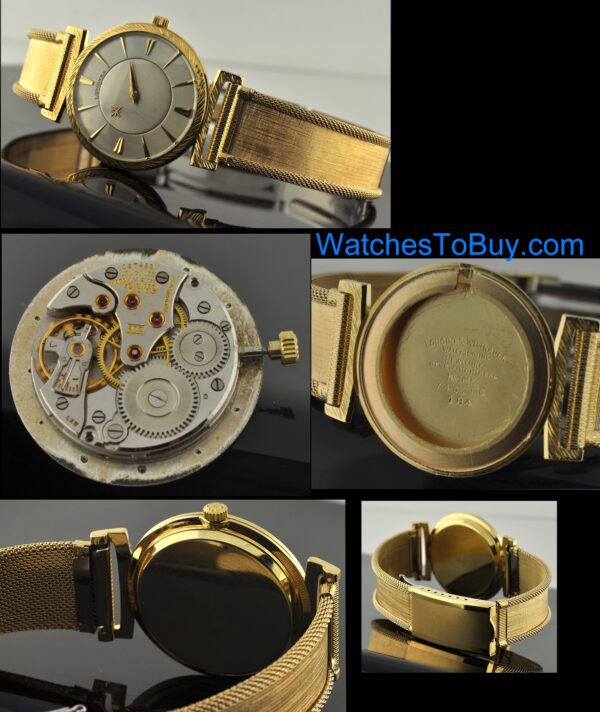 1959 Longines 14k gold watch with original mystery dial, handlebar lugs, bezel, gold-filled band, winding crown, and 23Z manual movement.