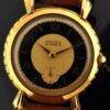 1950s Royce gold-plated watch with original case, beaded sides, art-deco lugs, Arabic numerals, and cleaned, accurate clean manual movement.