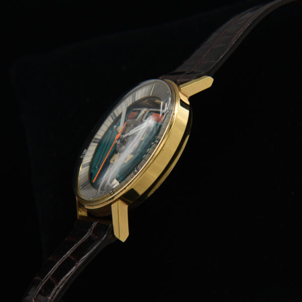 This 35.5mm Bulova Accutron Spaceview is the cleanest example I've ever sold. This gold filled case with steel back dating to 1970 looks like new old stock.