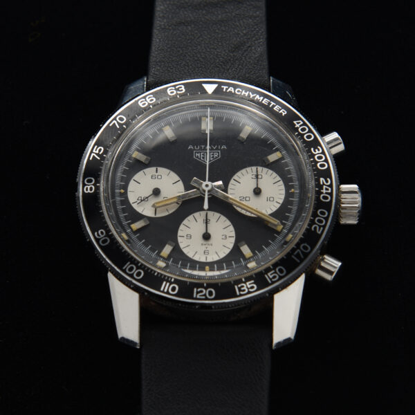 This circa 1970 40mm stainless steel vintage Heuer ref. 2446C houses the famed caliber 72 column wheel chronograph movement movement which is keeping accurate time with all functions operating smoothly.