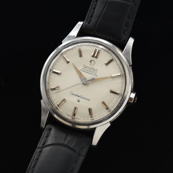 This 34mm Omega Constellation dates to 1960 and is completely original. The dial, hands and case have not been altered in any way - no polishing, and all original.