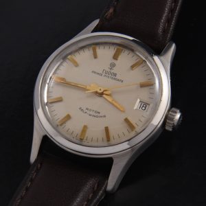 This is a mid-size 1967 Tudor Prince Oysterdate measuring 31mm in a very clean stainless steel case.