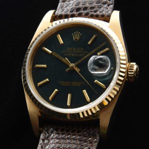 1987 Solid 18k Gold Rolex Datejust Original Green Dial