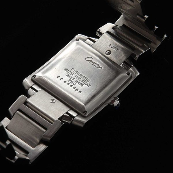 This is a Cartier Tank Francaise men's watch dating to the 2000's. This all-stainless-steel Cartier measures 28x32mm, which is the large size in this model.