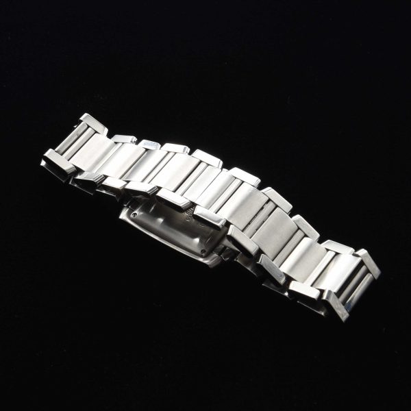 This is a Cartier Tank Francaise men's watch dating to the 2000's. This all-stainless-steel Cartier measures 28x32mm, which is the large size in this model.