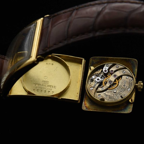 Large Rectangular Patek Philippe 1928 18k Gold - Image 5