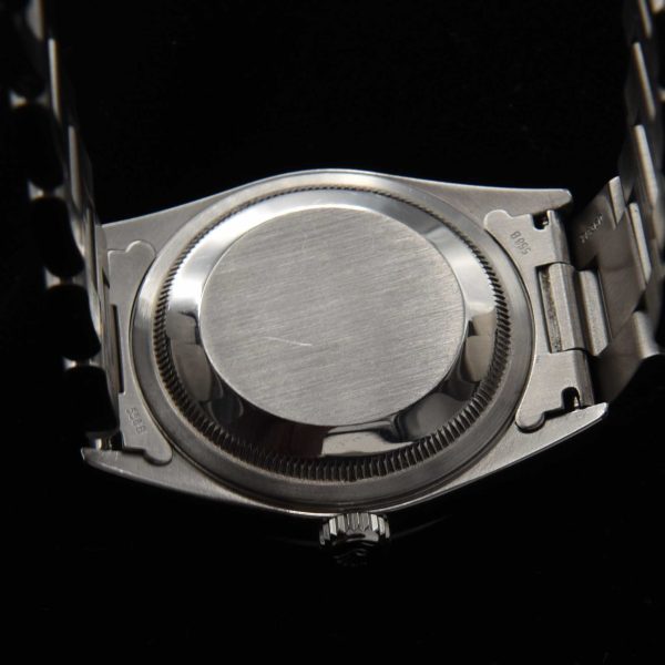 This men's 36mm Rolex Datejust has a black factory diamond dial that absolutely sparkles! The Rolex Oyster case looks absolutely amazing.