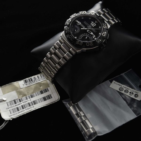 This is an unworn 2023 Tag Heuer Chronograph F1 Caliber S quartz watch measuring 44mm