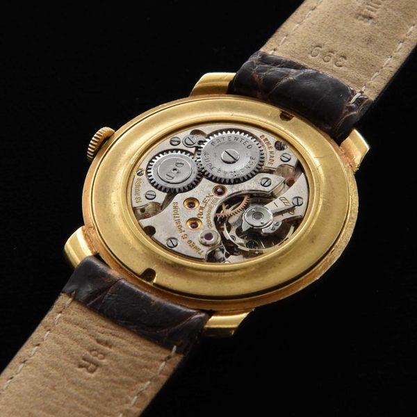 This is the rarest of all the Rolex watches I have posted this year. This ref. 4118 solid-18k-gold Rolex is chronometer grade with its very fine (and just serviced) manual winding 18 jewel Rolex movement having six adjustments.