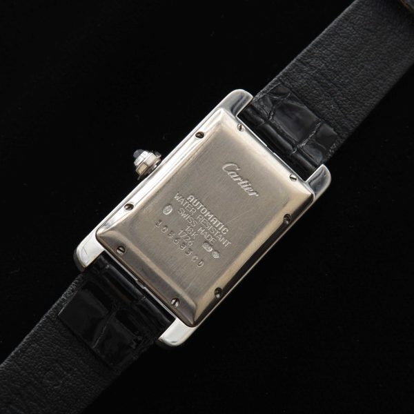 This is the Cartier Tank Américaine 18k White Gold Automatic Winding Mechanical Watch, measuring 22.5 x 41mm.