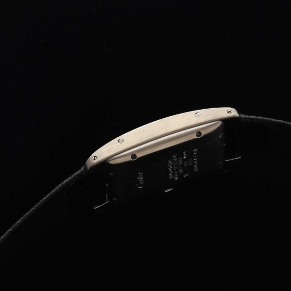 This is the Cartier Tank Américaine 18k White Gold Automatic Winding Mechanical Watch, measuring 22.5 x 41mm.