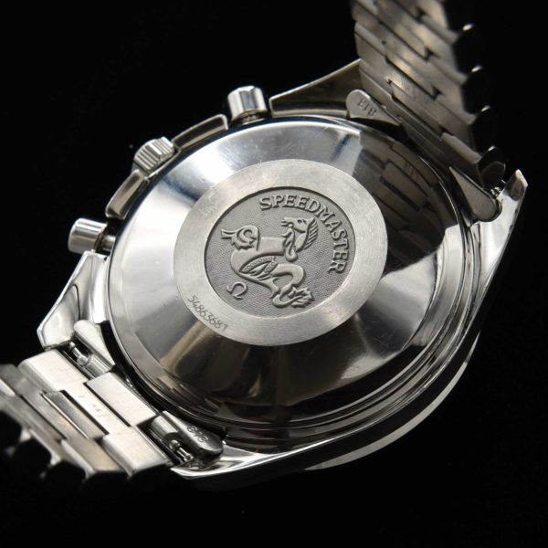 This is a very uncommon reference 3511.61 Omega Speedmaster with a seldom seen burgundy dial and known as the 'Marui', and was sold in Japan in very limited numbers in the '90s. 