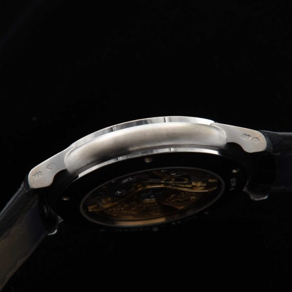 This is an uncommonly found Audemars Piguet model known as the 'Jules'; housed in a heavy 39mm 18k-white-gold case, 15mm thick and 44mm lug-to-lug.