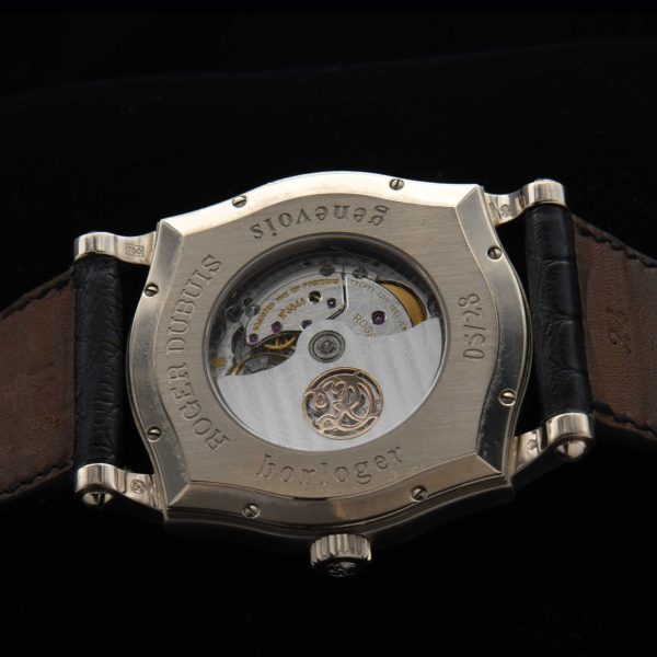 This circa 2002 Roger Dubuis Sympathie measuring 43mm is solid-18k-white gold is number five of only 28 watches produced.