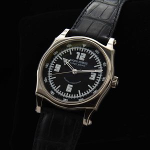 This circa 2002 Roger Dubuis Sympathie measuring 43mm is solid-18k-white gold is number five of only 28 watches produced.