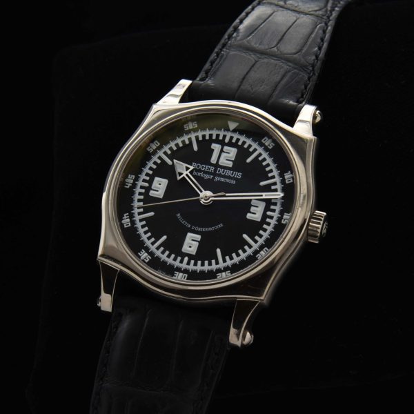 This circa 2002 Roger Dubuis Sympathie measuring 43mm is solid-18k-white gold is number five of only 28 watches produced.