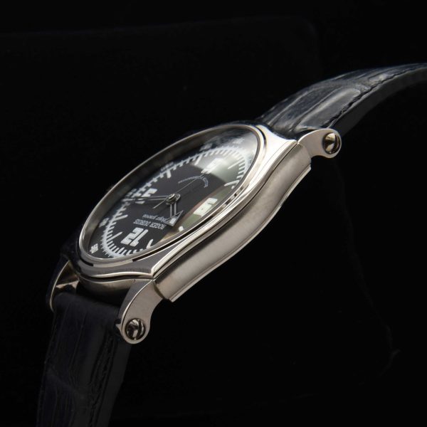 This circa 2002 Roger Dubuis Sympathie measuring 43mm is solid-18k-white gold is number five of only 28 watches produced.